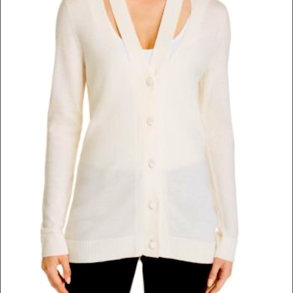 Elie Tahari Nellie Cardigan Sweater Off White Size Small